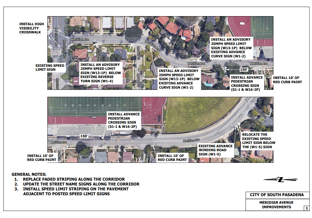 City of South Pasadena Planned Improvements for Meridian Avenue